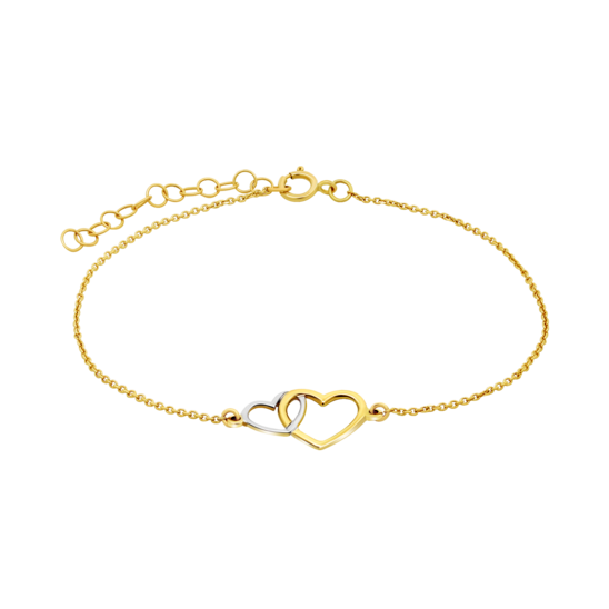 HIN00189/19 PULSERA.BICOLOR.2-CORAZONES.LISO 0.77gr
