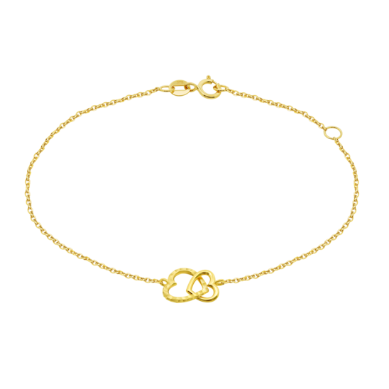 HIN00316/19 PULSERA.9K.AMARI.CORAZONES.16+3CM