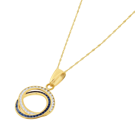 HIN00341/45 COLLAR.9K.AMARI.DOS-AROS.CIRC-BL/AZ