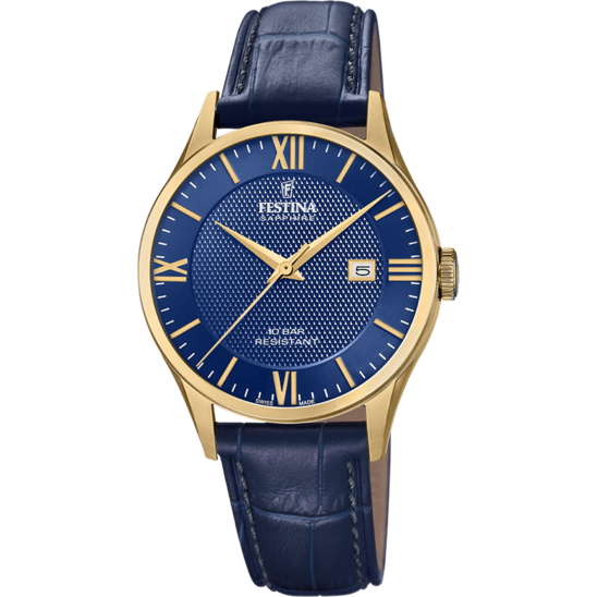 Relógio-Festina-Swiss-Made-F20010/3-Azul-Com-Correia-De-Couro