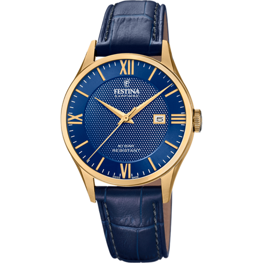 Relógio-Festina-Swiss-Made-F20010/3-Azul-Com-Correia-De-Couro