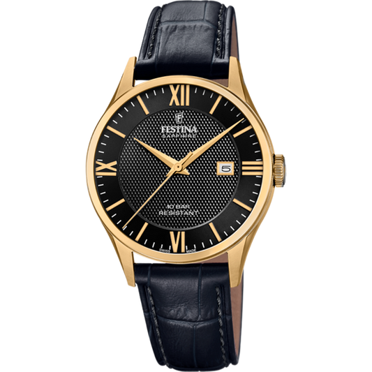 Relógio-Festina-Swiss-Made-F20010/4-Preto-Com-Correia-De-Couro