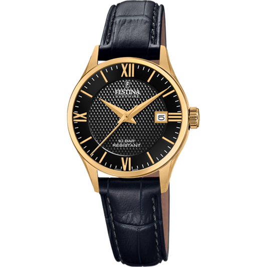 Relógio-Festina-Swiss-Made-F20011/4-Preto-Com-Correia-De-Couro