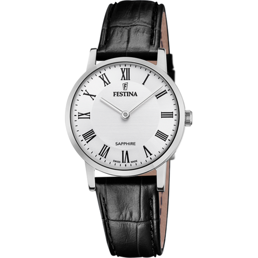 Relógio-Festina-Swiss-Made-F20013/2-Branco-Com-Correia-De-Couro