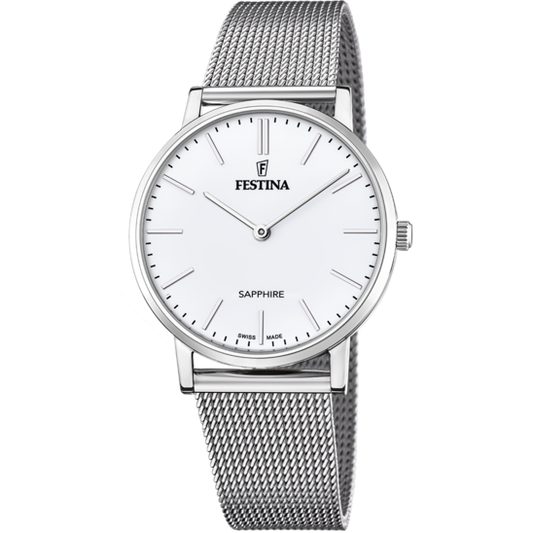 Relógio-Festina-Swiss-Made-F20014/1-Branco-Com-Correia-De-Aço