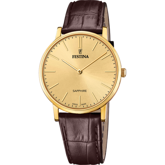 Relógio-Festina-Swiss-Made-F20016/2-Champanha-Pulseira-De-Couro