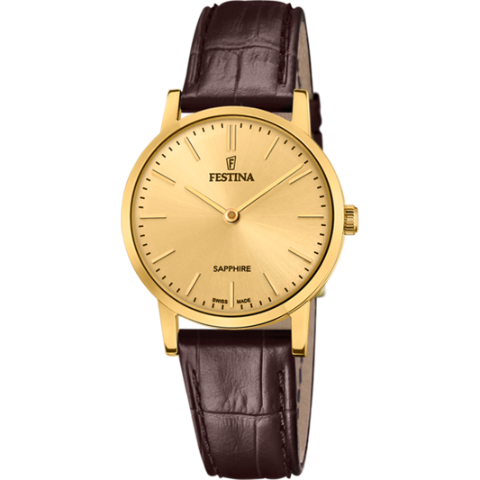 Relógio-Festina-Swiss-Made-F20017/2-Champanhe-Pulseira-De-Couro