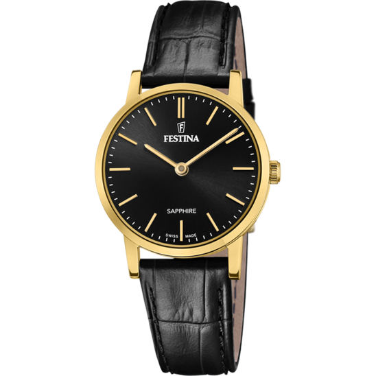 Relógio-Festina-Swiss-Made-F20017/3-Preto-Com-Correia-De-Couro