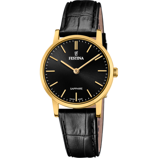 Relógio-Festina-Swiss-Made-F20017/3-Preto-Com-Correia-De-Couro