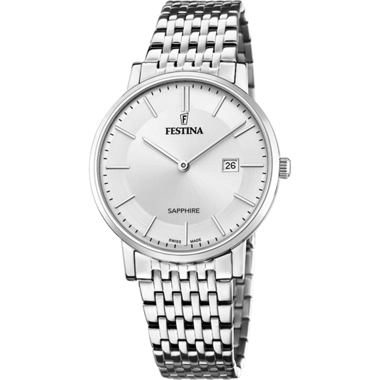 Relógio-Festina-Swiss-Made-F20018/1-Prateado-Com-Correia-De-Aço