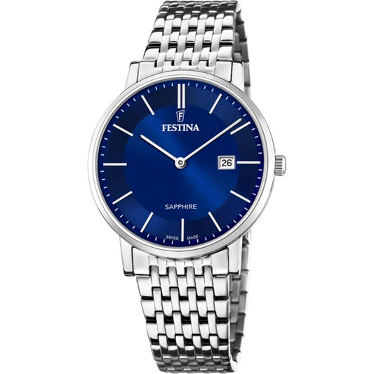 Relógio-Festina-Swiss-Made-F20018/2-Azul-Com-Correia-De-Aço