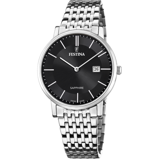 Relógio-Festina-Swiss-Made-F20018/3-Preto-Com-Correia-De-Aço