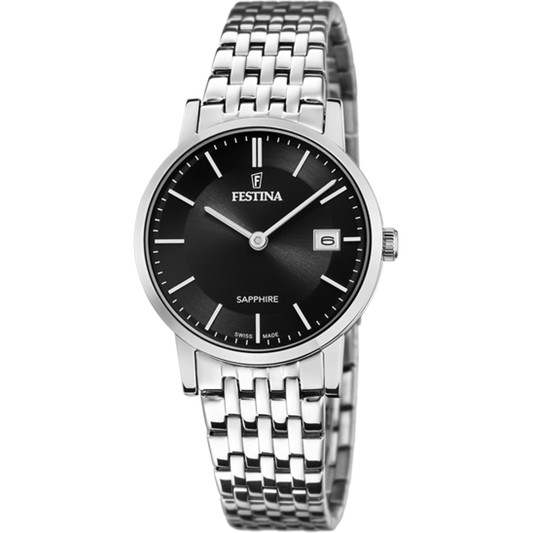 Relógio-Festina-Swiss-Made-F20019/3-Preto-Com-Correia-De-Aço