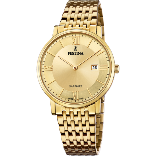 Relógio-Festina-Swiss-Made-F20020/2-Dourado-Com-Correia-De-Aço