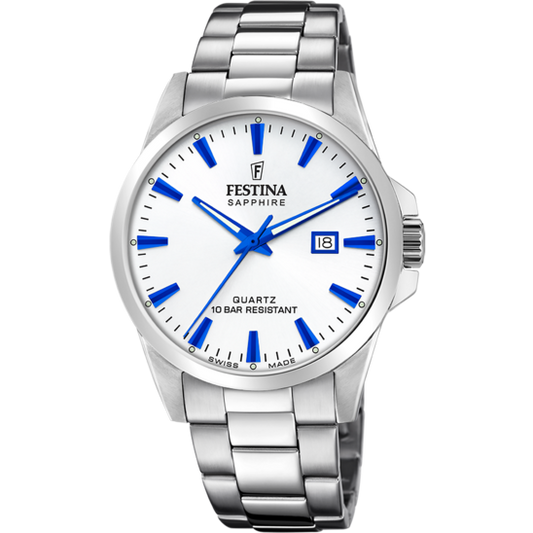 Relógio-Festina-Swiss-F20024/5-Branco-Pulsera-De-316l-De-Aço-Inoxidável