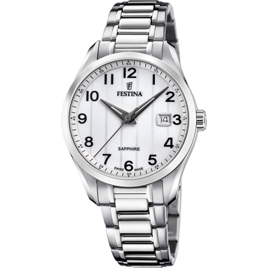 Relógio-Festina-Swiss-Swiss-Made-F20026/1-Branco-Pulsera-De-316l-De-Aço-Inoxidável