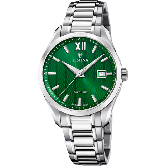 Relógio-Festina-Swiss-Swiss-Made-F20026/3-Verde-Pulsera-De-316l-De-Aço-Inoxidável