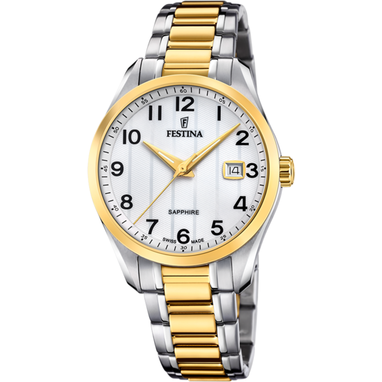 Relógio-Festina-Swiss-Swiss-Made-F20027/1-Branco-Pulsera-De-316l-De-Aço-Inoxidável