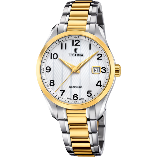 Relógio-Festina-Swiss-Swiss-Made-F20027/1-Branco-Pulsera-De-316l-De-Aço-Inoxidável