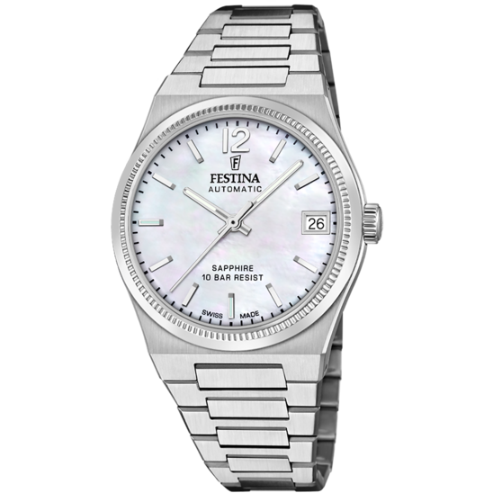 Relógio Festina Swiss F20029/1 Branco Pulsera De 316l De Aço Inoxidável Senhora