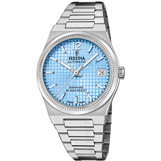 Relógio Festina Swiss F20029/2 Azul Claro Pulsera De 316l De Aço Inoxidável Senhora