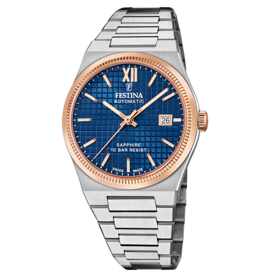 Relógio Festina Swiss F20030/2 Azul Pulsera De 316l De Aço Inoxidável Homem