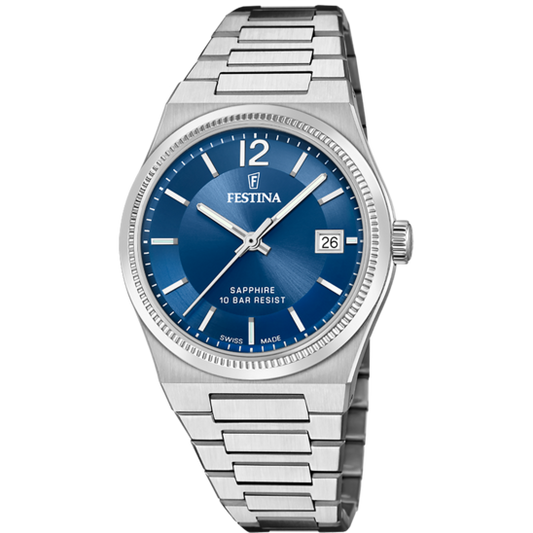 Relógio Festina Swiss F20035/4 Azul Pulsera De 316l De Aço Inoxidável Senhora