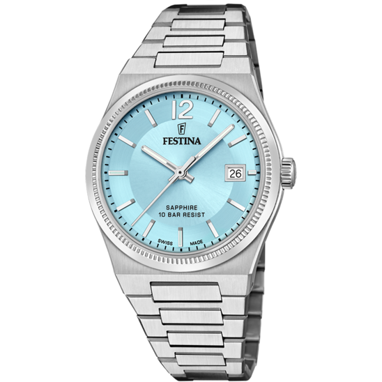 Relógio Festina Swiss F20035/7 Turquesa Pulsera De 316l De Aço Inoxidável Senhora