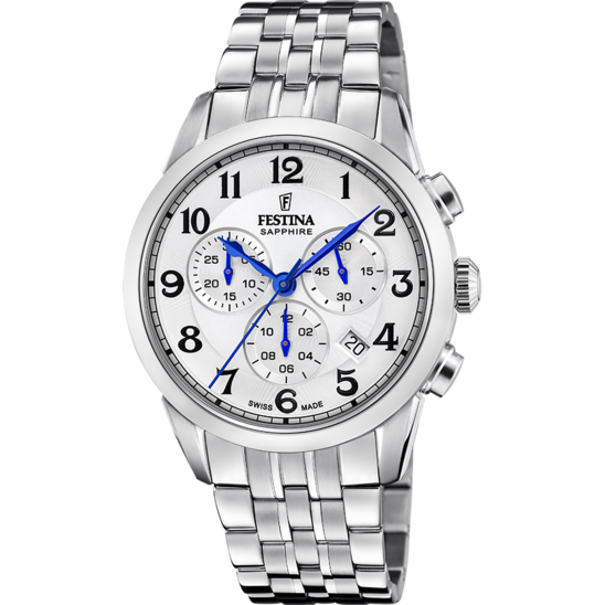 Relógio-Festina-Swiss-Made-F20040/1-Branco-Pulsera-De-316l-De-Aço-Inoxidável