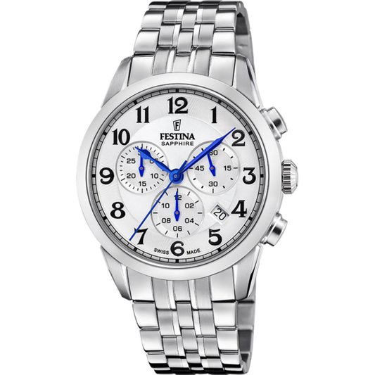 Relógio-Festina-Swiss-Made-F20040/1-Branco-Pulsera-De-316l-De-Aço-Inoxidável