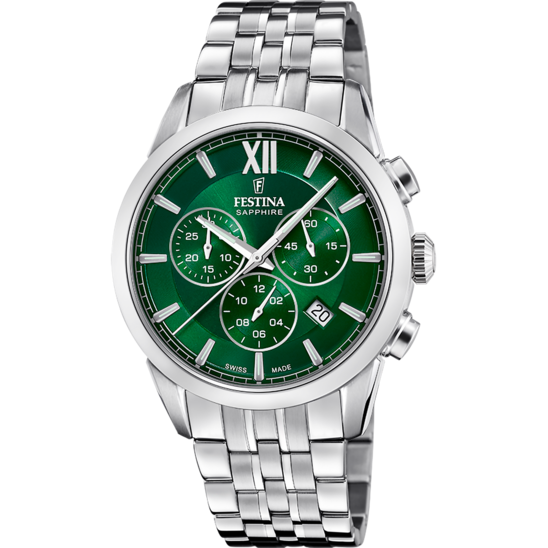 Relógio-Festina-Swiss-Made-F20040/3-Verde-Pulsera-De-316l-De-Aço-Inoxidável