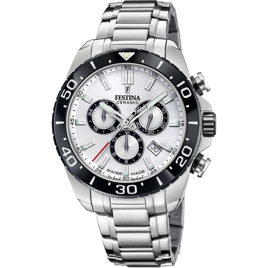 Relógio-Festina-Swiss-Made-F20042/1-Branco-Pulsera-De-316l-De-Aço-Inoxidável