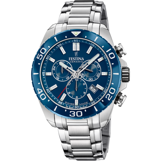 Relógio-Festina-Swiss-Made-F20042/2-Azul-Pulsera-De-316l-De-Aço-Inoxidável