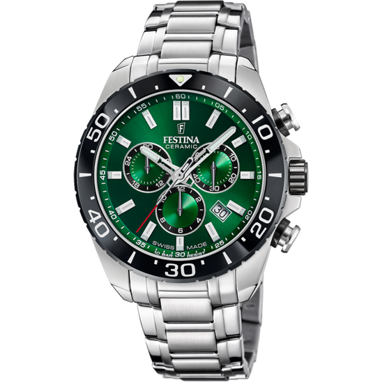 Relógio-Festina-Swiss-Made-F20042/3-Verde-Pulsera-De-316l-De-Aço-Inoxidável