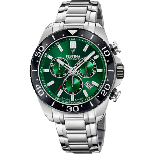 Relógio-Festina-Swiss-Made-F20042/3-Verde-Pulsera-De-316l-De-Aço-Inoxidável