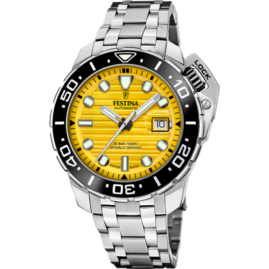 Relógio festina swiss made diver f20043/1 amarelo homem