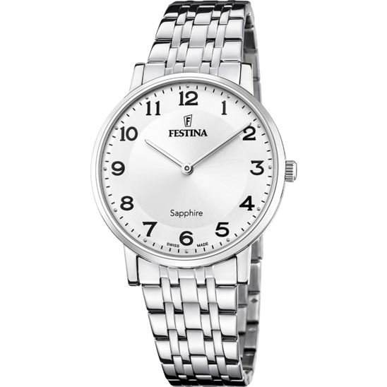 Relógio festina swiss made f20045/1 branco pulsera de 316l de aço inoxidável homem