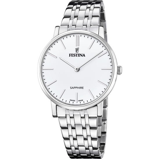 Relógio festina swiss made f20045/2 branco pulsera de 316l de aço inoxidável homem