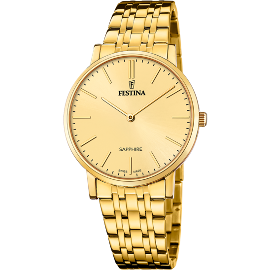 Relógio festina swiss made f20046/3 bege pulsera de 316l de aço inoxidável homem