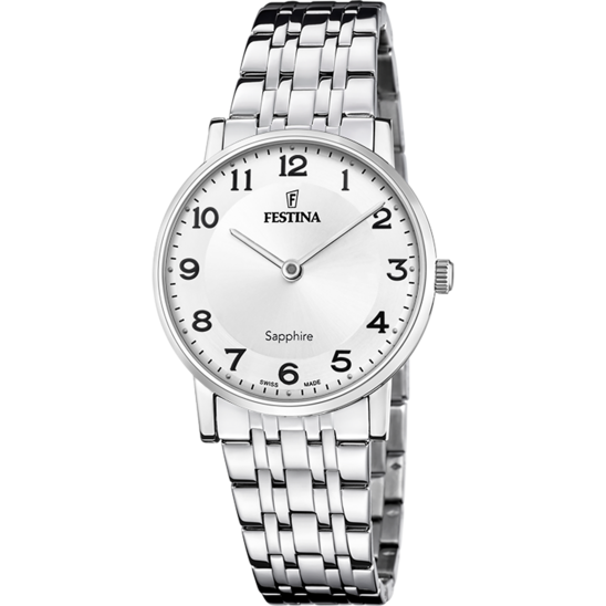 Relógio festina swiss made f20047/1 branco pulsera de 316l de aço inoxidável mulher