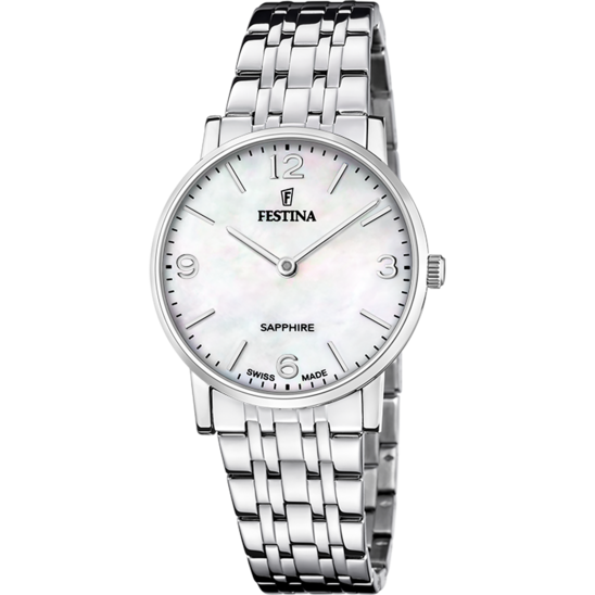 Relógio festina swiss made f20047/2 bege pulsera de 316l de aço inoxidável mulher