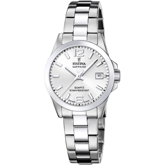 Relógio festina swiss made f20049/1 prata cinza mulher