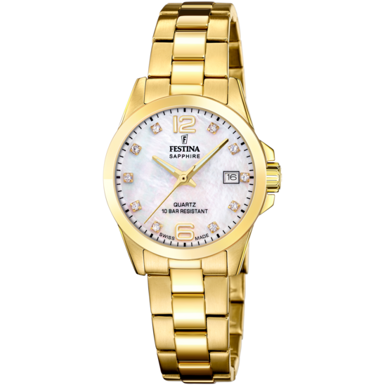 Relógio festina swiss made f20050/1 bege mulher