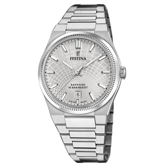 Relógio festina swiss made f20051/2 prata cinza homem