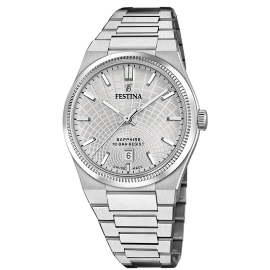 Relógio festina swiss made f20051/2 prata cinza homem