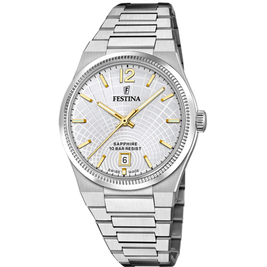 Relógio festina swiss made f20052/2 prata cinza mulher