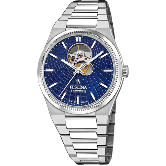 Relógio festina swiss made f20053/2 azul pulsera de 316l de aço inoxidável homem