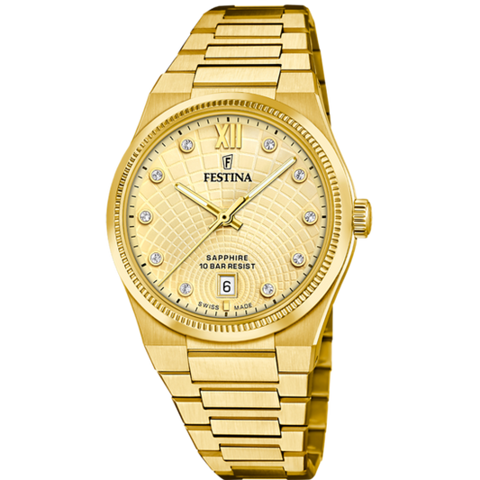 Relógio festina swiss made f20058/2 bege mulher