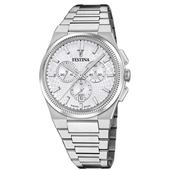 Relógio masculino festina swiss made rivé f20059/1 prateado