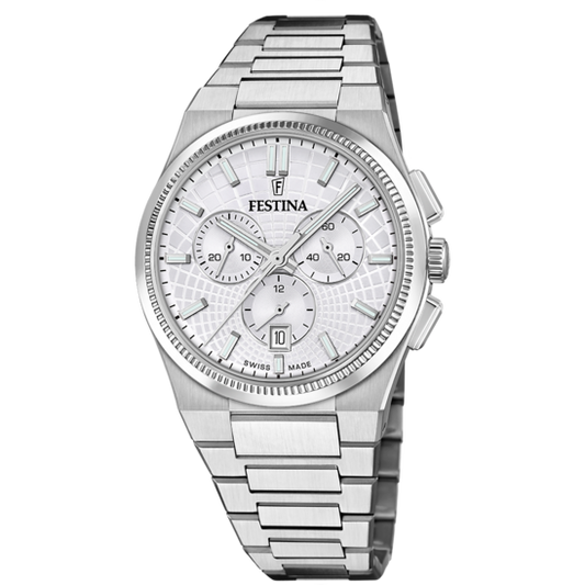 Relógio masculino festina swiss made rivé f20059/1 prateado